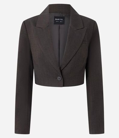 Blazer Cropped Sastre en de Cuadros con Abotonado Único 5
