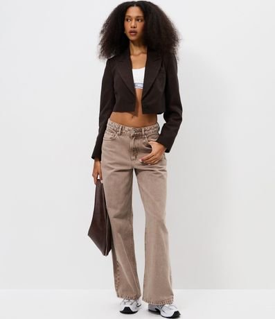 Blazer Cropped Sastre en de Cuadros con Abotonado Único 2