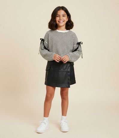 Blusa Infantil Rayada con Moñitas en los Brazos – Talle 7 a 14 años