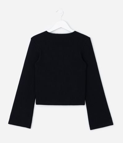 Blusa Infantil Manga Larga con Escote Cuadrado y Encaje – Talle 7 a 16 años 2