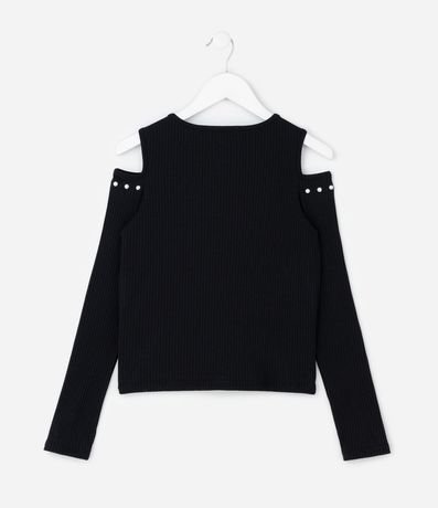 Blusa Infantil Baby Look en Rib con Tachuelas – Talle 7 a 16 años 2