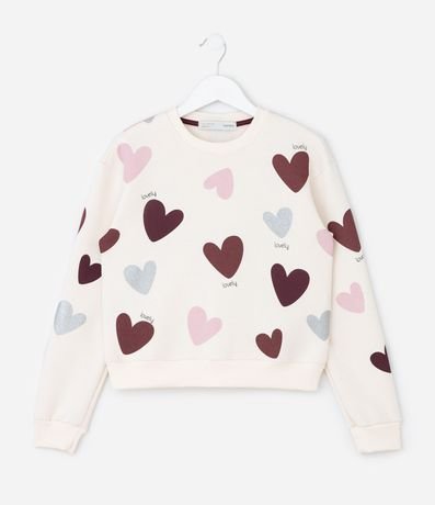Buzo Infantil con Estampado de Corazones – Talle 7 a 14 años 2