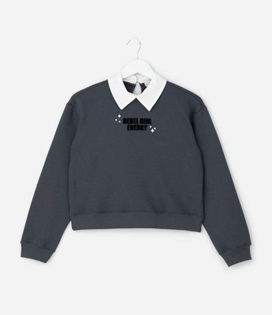 Saco Infantil con Lettering y Cuello en Tricolina - Talle 7 a 14 años