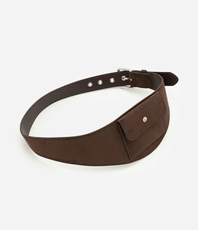 Cinturón Largo en Gamuza con Bolsillo Funcional