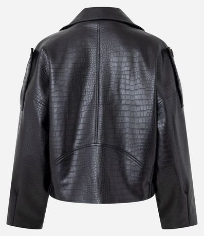 Campera corta en PU Texturizado con Cuello Amplio 7