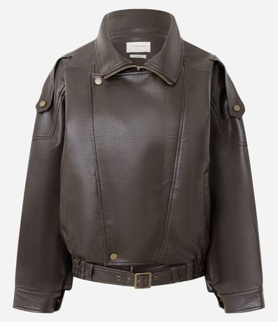 Campera Oversized en PU con Elástico en el Ruedo 6