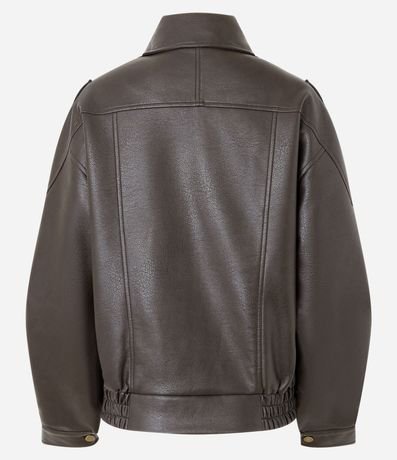 Campera Oversized en PU con Elástico en el Ruedo 7