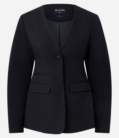 Blazer Acinturado en Sastrer con Bolsillos Delanteros
