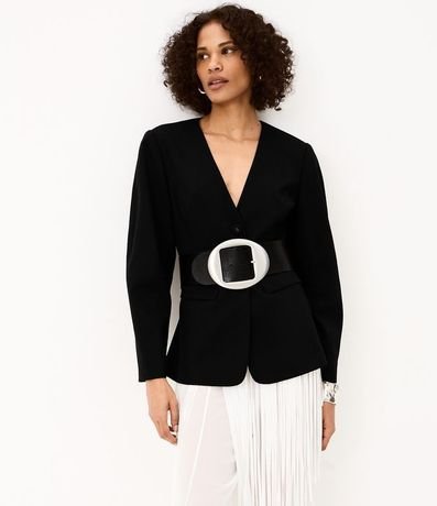 Blazer Acinturado en Sastrer con Bolsillos Delanteros