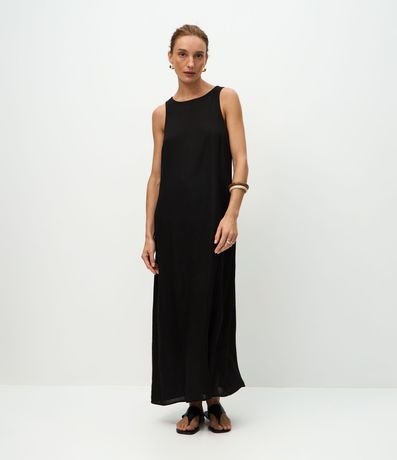 Vestido Largo en Viscolino con Bolsillos