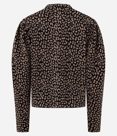 Cardigan en Punto con Manga Abullonada y Estampa de Animal Print 7
