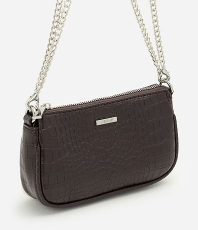 Cartera Baguette Pequeña en PU con Textura Crocco