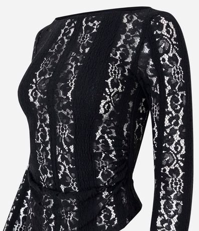 Blusa Asimétrica Manga Larga en Encaje con Fruncido Lateral 6