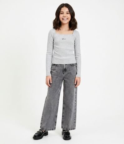 Blusa Infantil Baby Look con Bordado Lettering – Talle 7 a 16 años