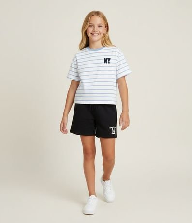 Remera Infantil Boxy Rayada con Bordado – Talle 7 a 16 años