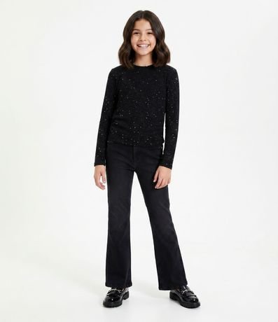 Blusa Infantil Baby Tee con Brillos y Fruncido – Talle 5 a 14 años