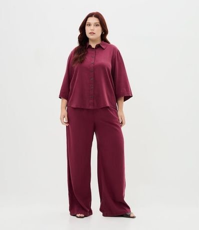 Camisa en Sarga con Pespontos y Bajo Larga Curve & Plus Size 2