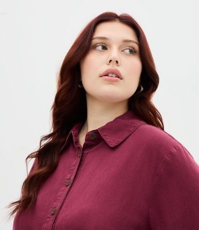 Camisa en Sarga con Pespontos y Bajo Larga Curve & Plus Size 3