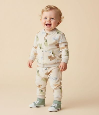 Conjunto Infantil con Estampa Fullprint Perro – Talle 0 a 24 Meses