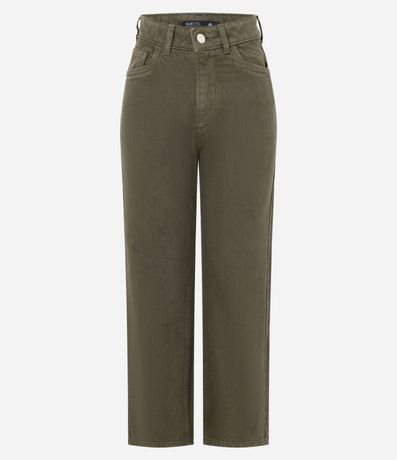 Pantalón Recto Cropped en Sarga con Trabillas en la Cintura 2