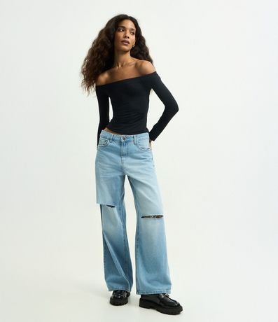 Blusa Básica Off Shoulder en Microfibra 2