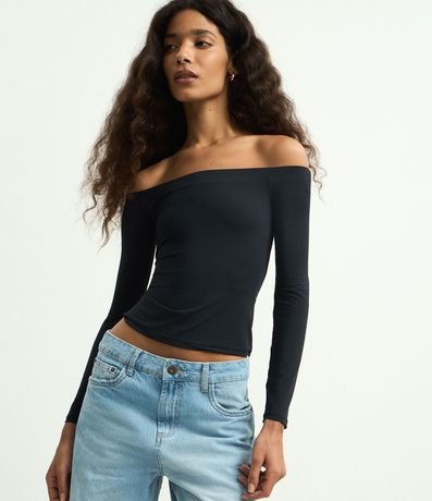 Blusa Básica Off Shoulder en Microfibra 4