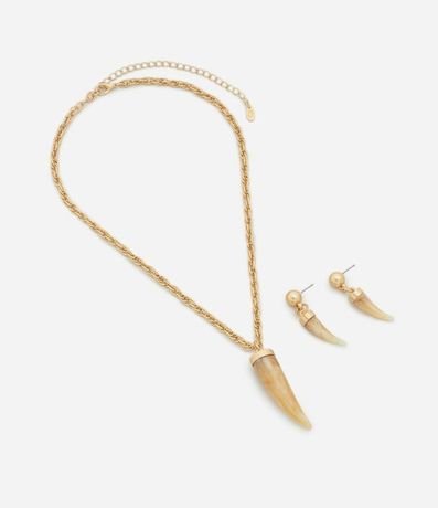Conjunto de Collar y Caravanas con Colgante Orgánico en Resina 3