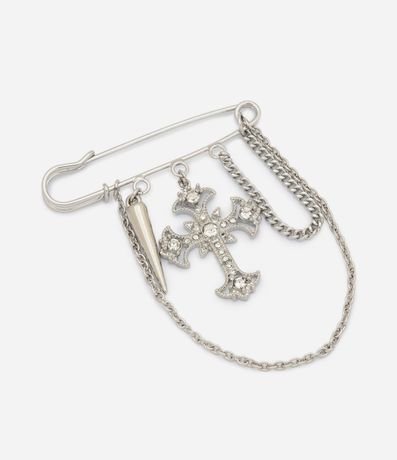 Broche en Metal con Colgante de Cruz