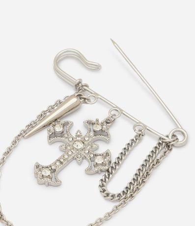 Broche en Metal con Colgante de Cruz 2