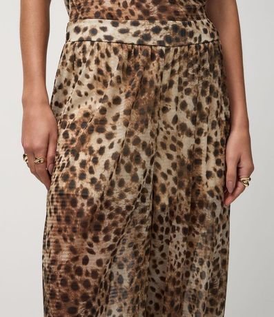 Pantalón Aladim en Tule con Cintura Ancha y Estampado Animal Print 4