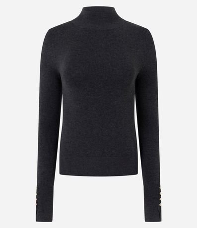 Blusa en Tricot con Manga Larga y Cuello Alto
