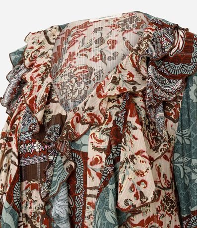 Blusa Bata Estampada en Viscosa con Volados 6