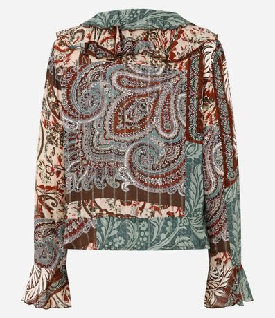 Blusa Bata Estampada en Viscosa con Volados 7