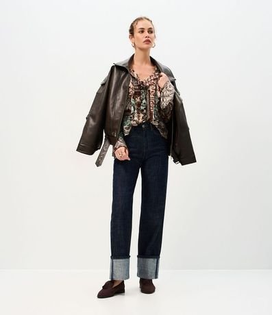 Blusa Bata Estampada en Viscosa con Volados 2