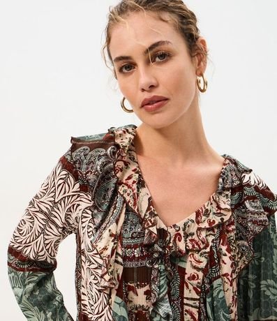 Blusa Bata Estampada en Viscosa con Volados 3