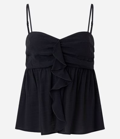 Blusa Bata en Crepé con Busto Fruncido y Volado Delantero 5