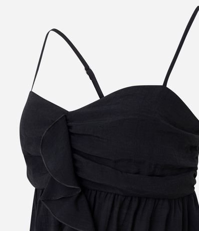 Blusa Bata en Crepé con Busto Fruncido y Volado Delantero 6