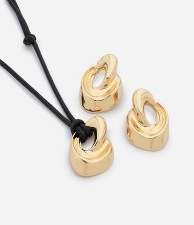 Conjunto de Collar con Cuerda Ajustable y Caravanas con Colgante Orgánico 2