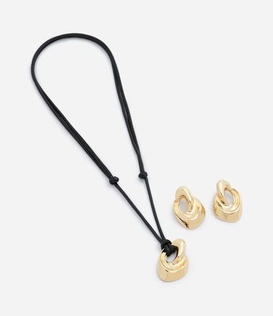Conjunto de Collar con Cuerda Ajustable y Caravanas con Colgante Orgánico 3