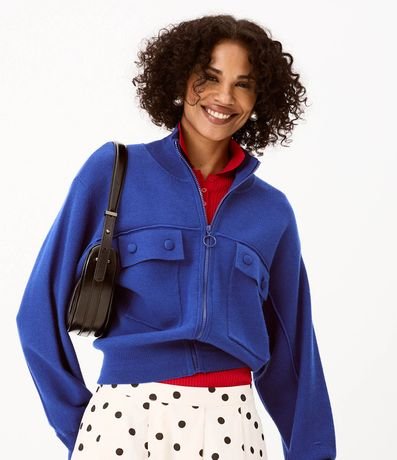 Campera Regular en Punto Pesado con Bolsillos Delanteros