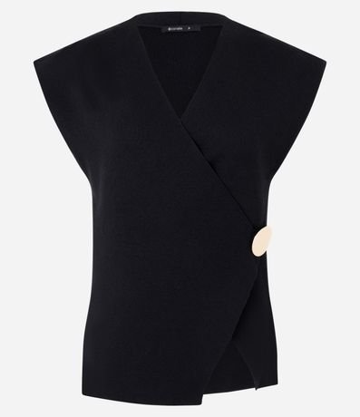 Blusa Regular en Punto con Botón Lateral 5