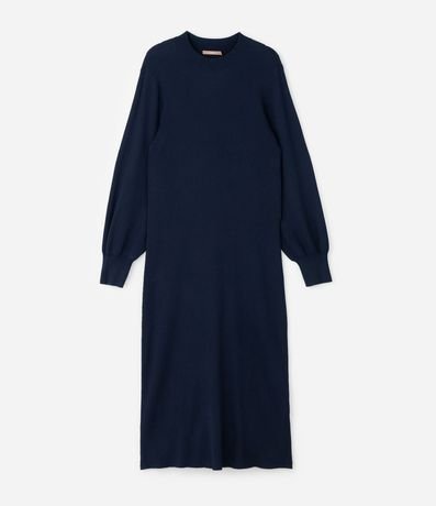 Vestido Midi en Punto con Manga Abullonada Curve & Plus Size 5
