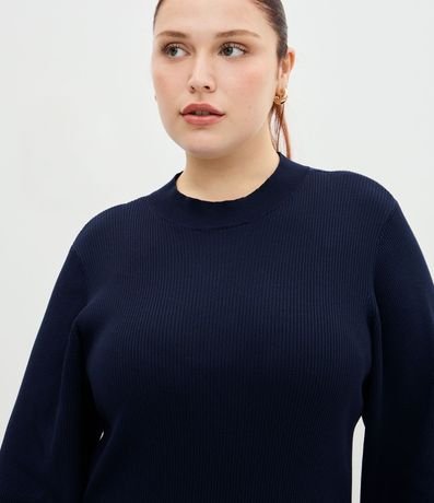 Vestido Midi en Punto con Manga Abullonada Curve & Plus Size 4