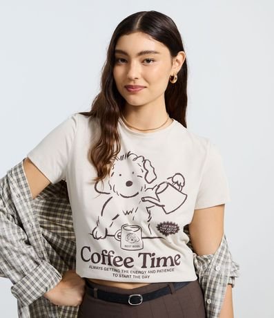 Remera T-shirt en Algodón con Estampa de Perrito en el Coffee Time 2