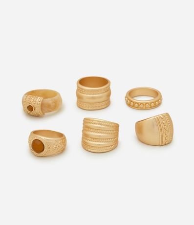 Kit 06 Anillos en Metal con Diseño Robusto 3