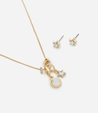 Conjunto de Collar y Caravanas en Metal con Colgante de Estrella