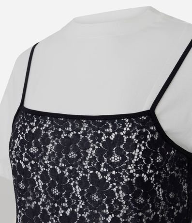 Blusa en Algodón con Musculosa de Encaje Sobrepuesta 2