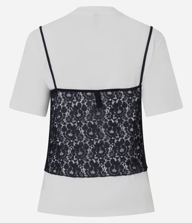 Blusa en Algodón con Musculosa de Encaje Sobrepuesta 3