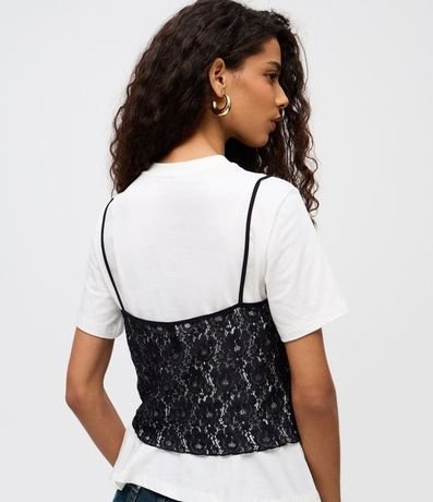 Blusa en Algodón con Musculosa de Encaje Sobrepuesta 3
