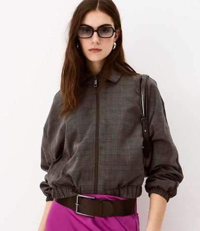 Campera Bomber Sastrería con Estampa de Cuadros 1